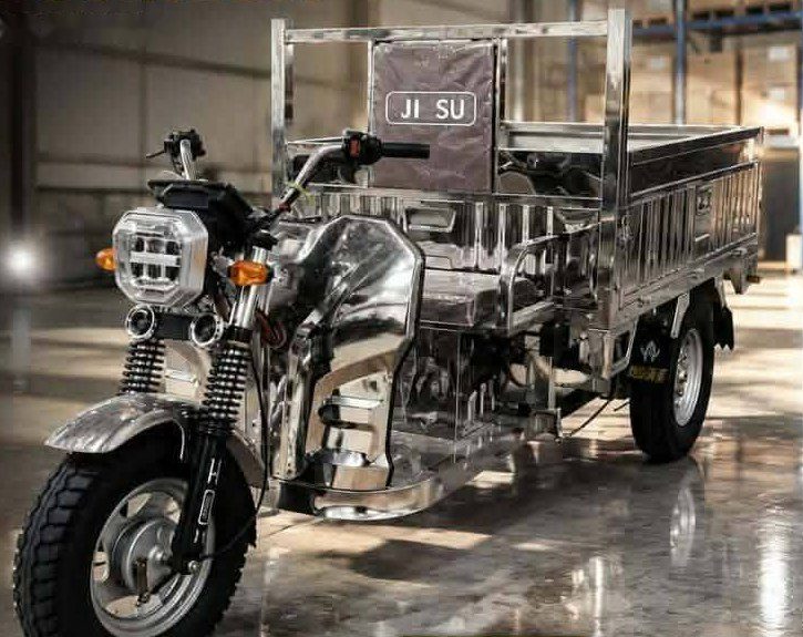 JI SU E-CARGO PRO stainless cargo tricycle with open bed